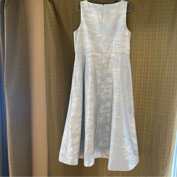 Adrianna Papell Women's Blue Silver Metallic Jacquard High Low Gown Dress 16 W - Picture 5 of 14
